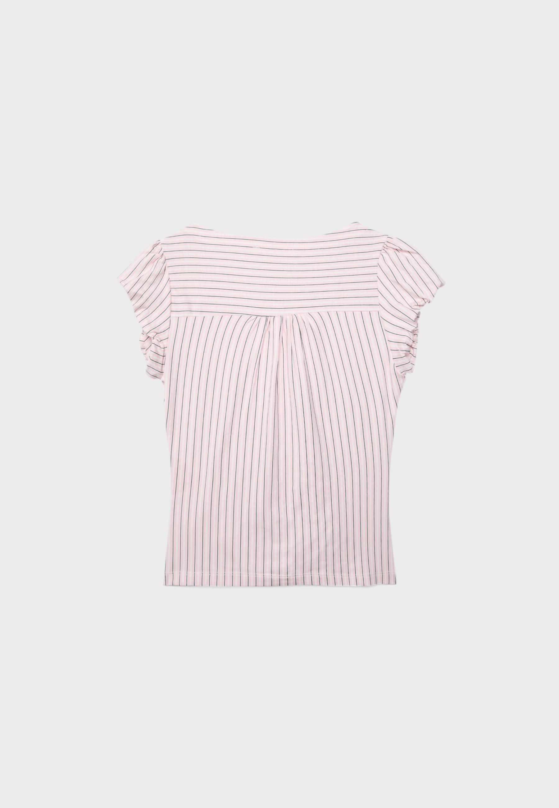 Gathered short sleeve shirt — Pastel pink