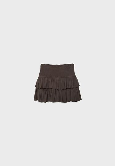 Ruffled mini skort — Brown 7