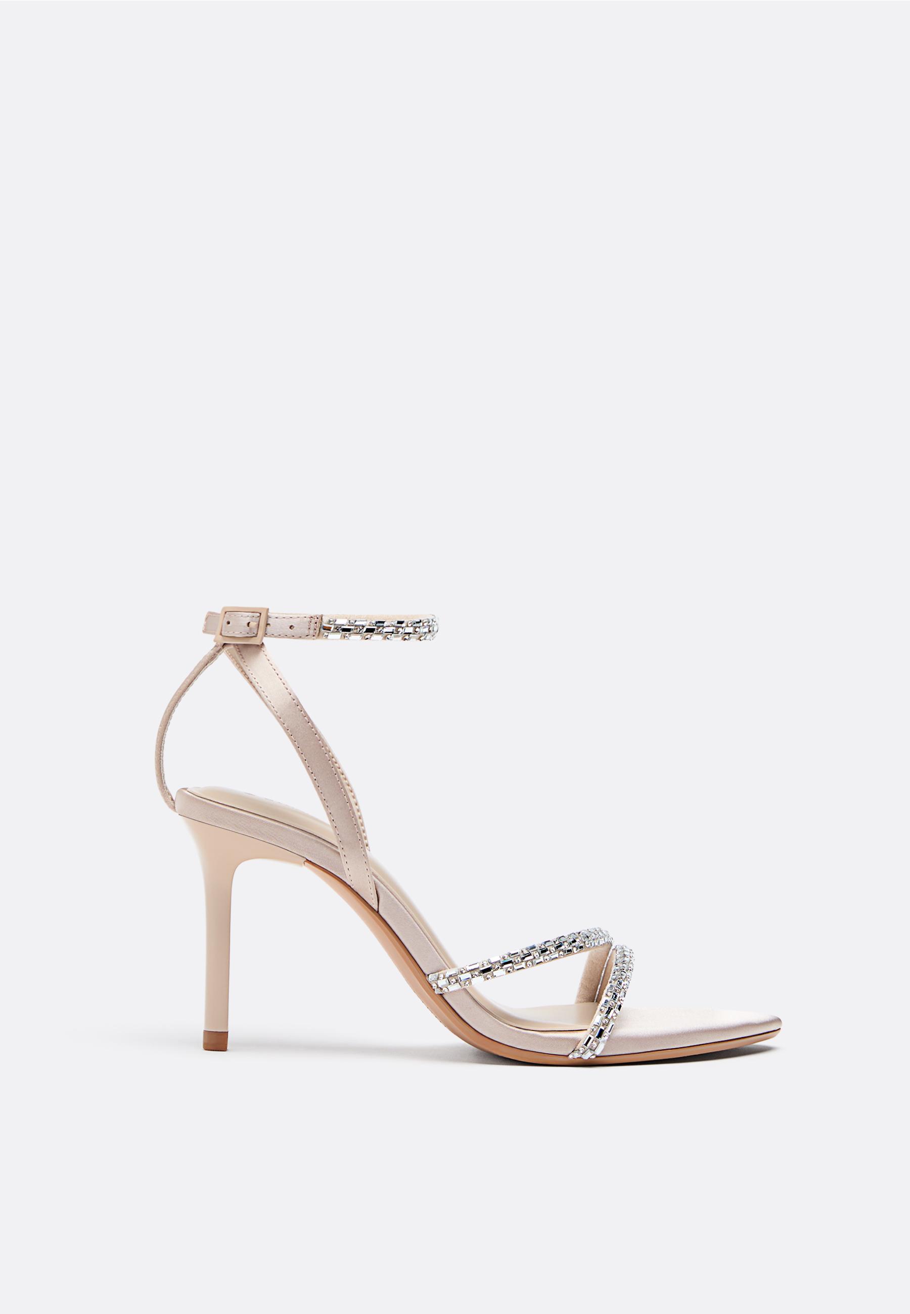 High-heel sandals with rhinestone detail - Women's fashion