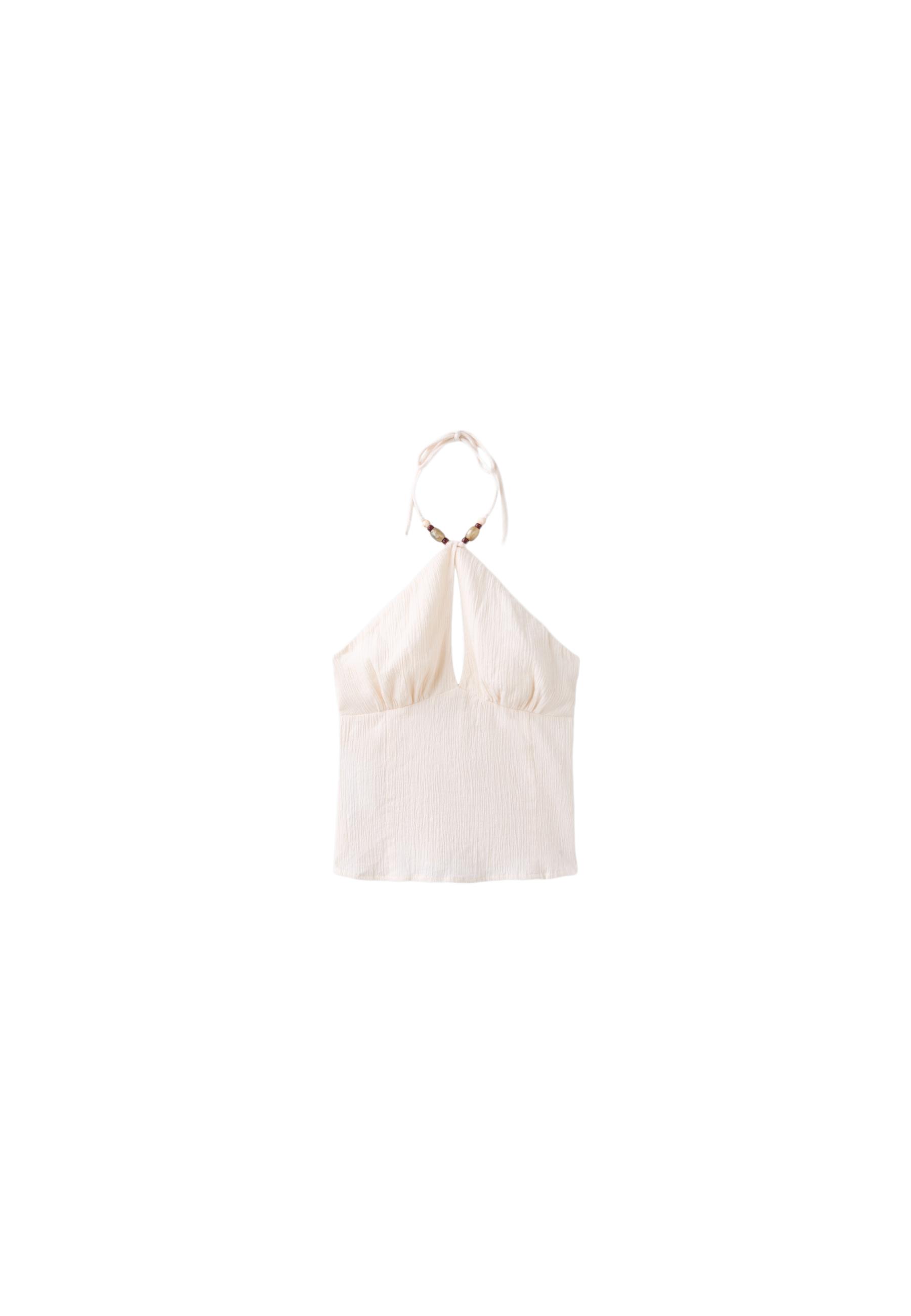 Regular top with bead detail — Stone