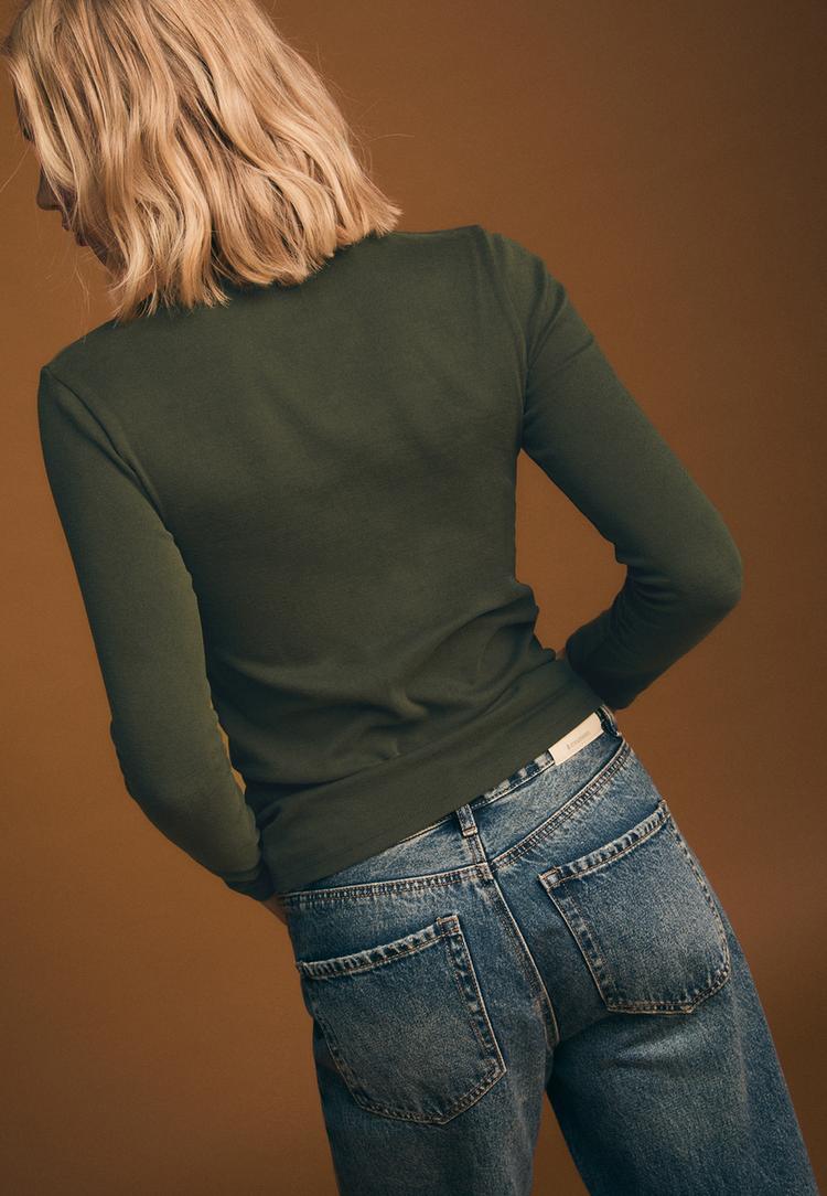 basic t shirt met opstaande kraag