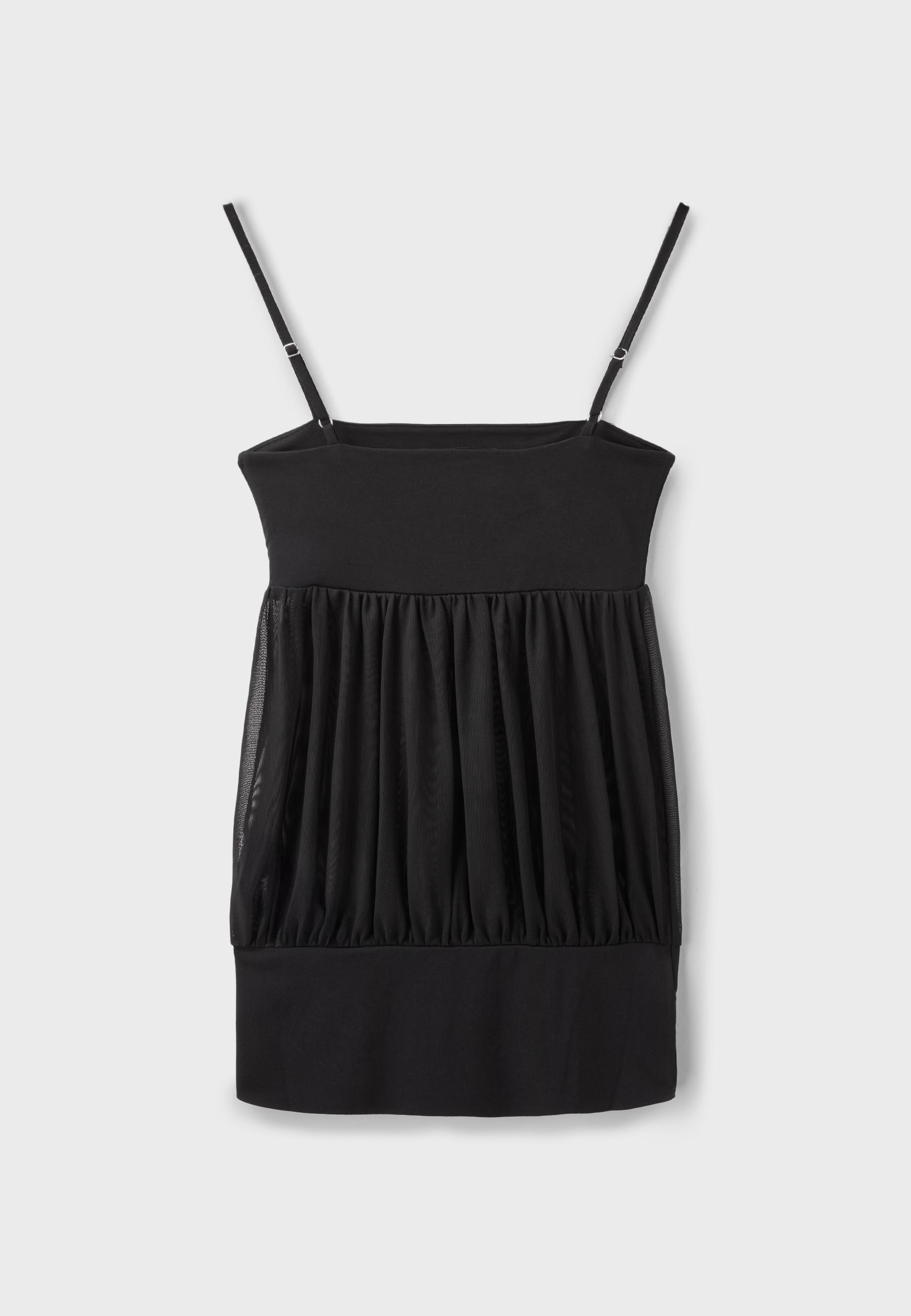 Fitted mesh balloon top — Black