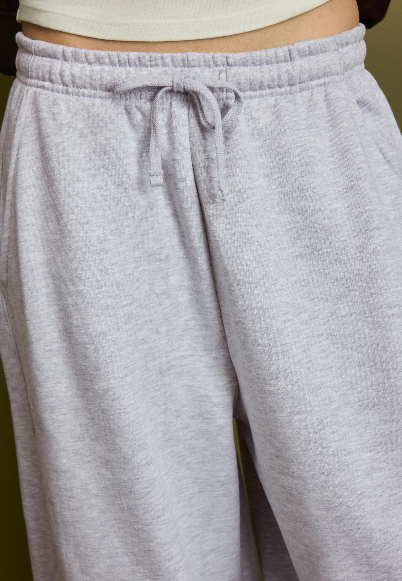 Plush acid wash joggers with toggles — Grey melange