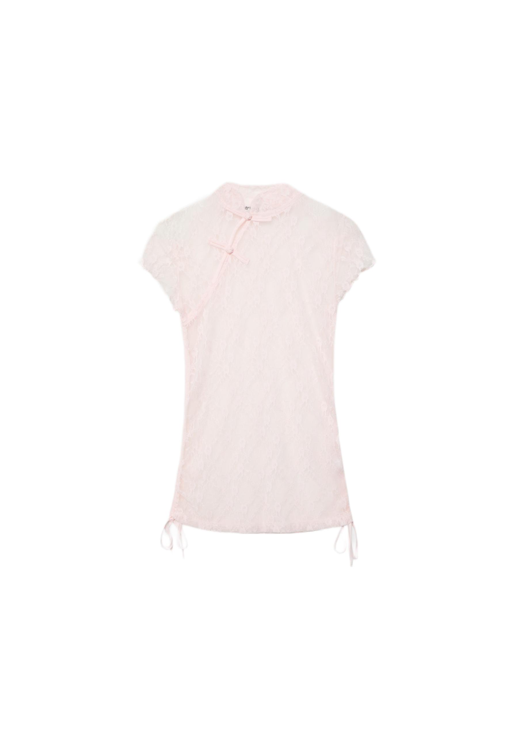 Short sleeve lace T-shirt — Pastel pink