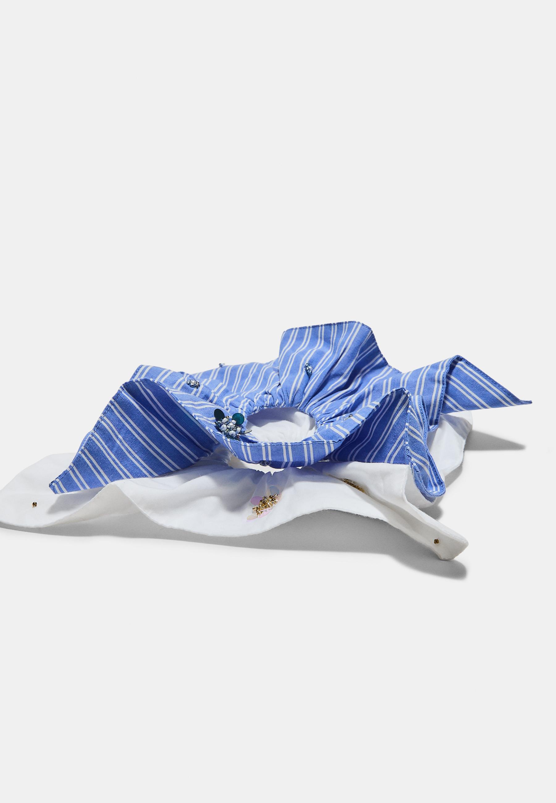 Set of 2 embroidered scrunchies — Royal blue