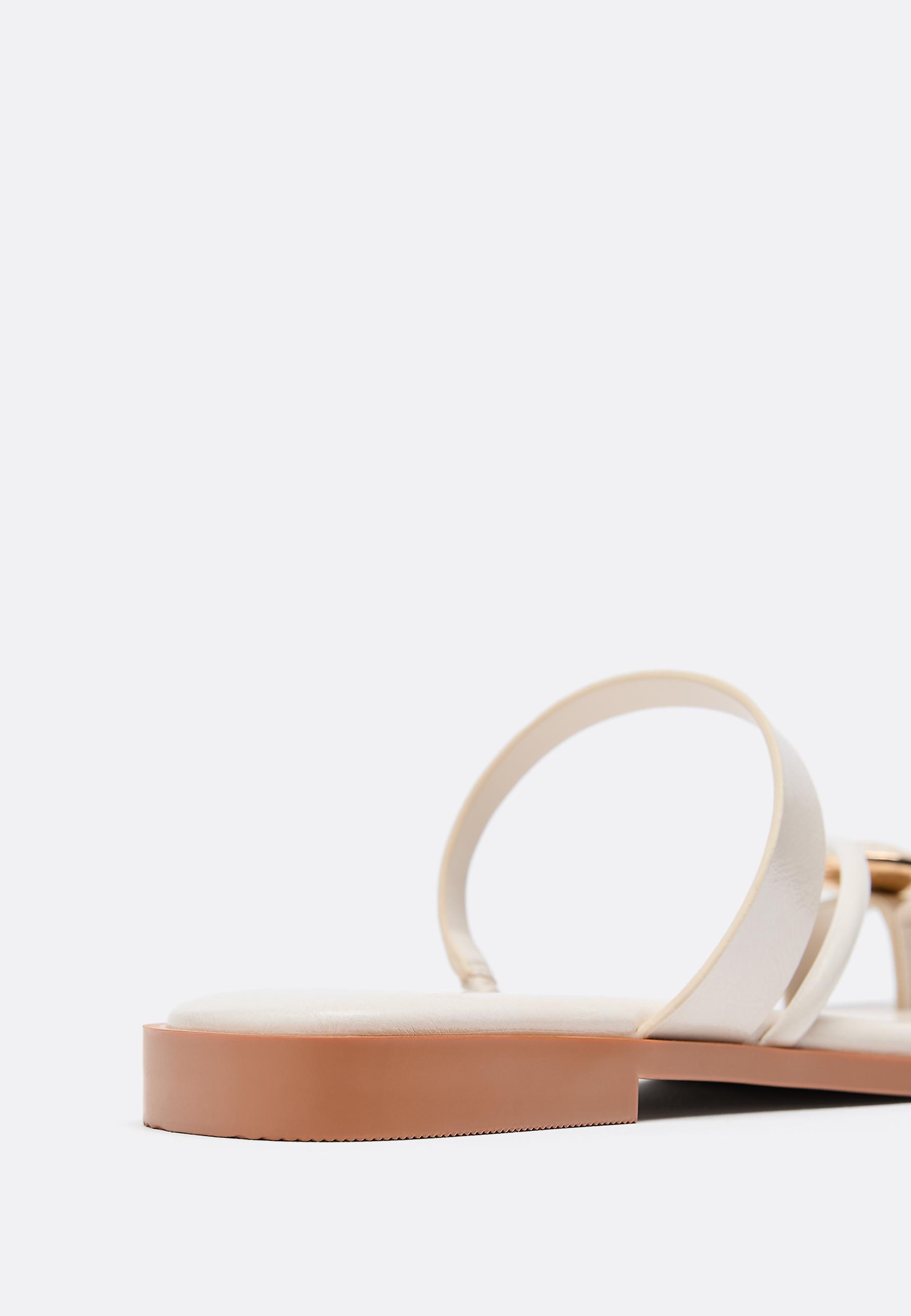 Flat sandals with stone detail — ECRU
