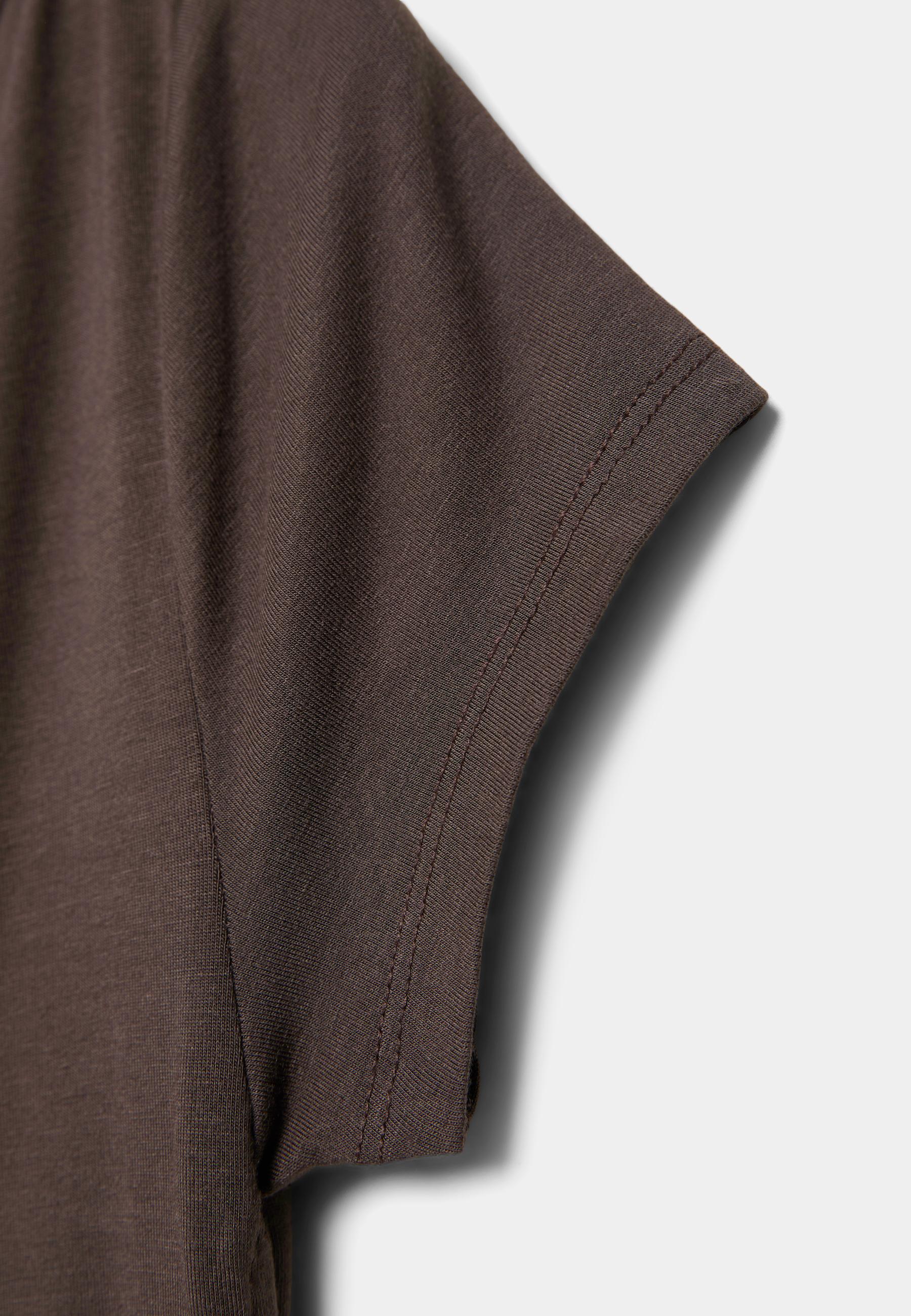 Short sleeve T-shirt with side ruching — Brown