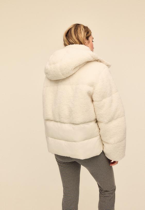 manteau rembourre effet mouton combine