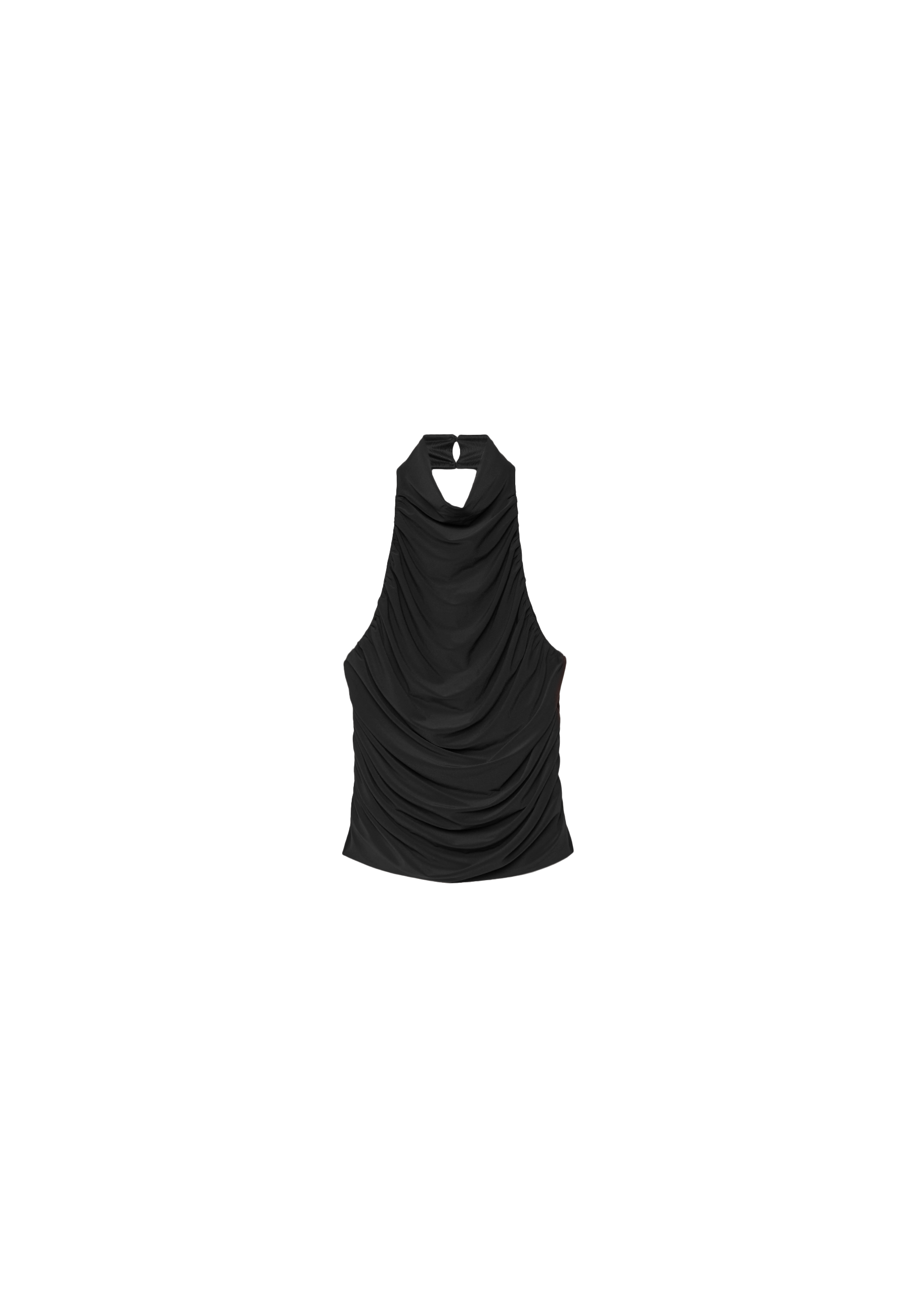 Ruched halter top — Black