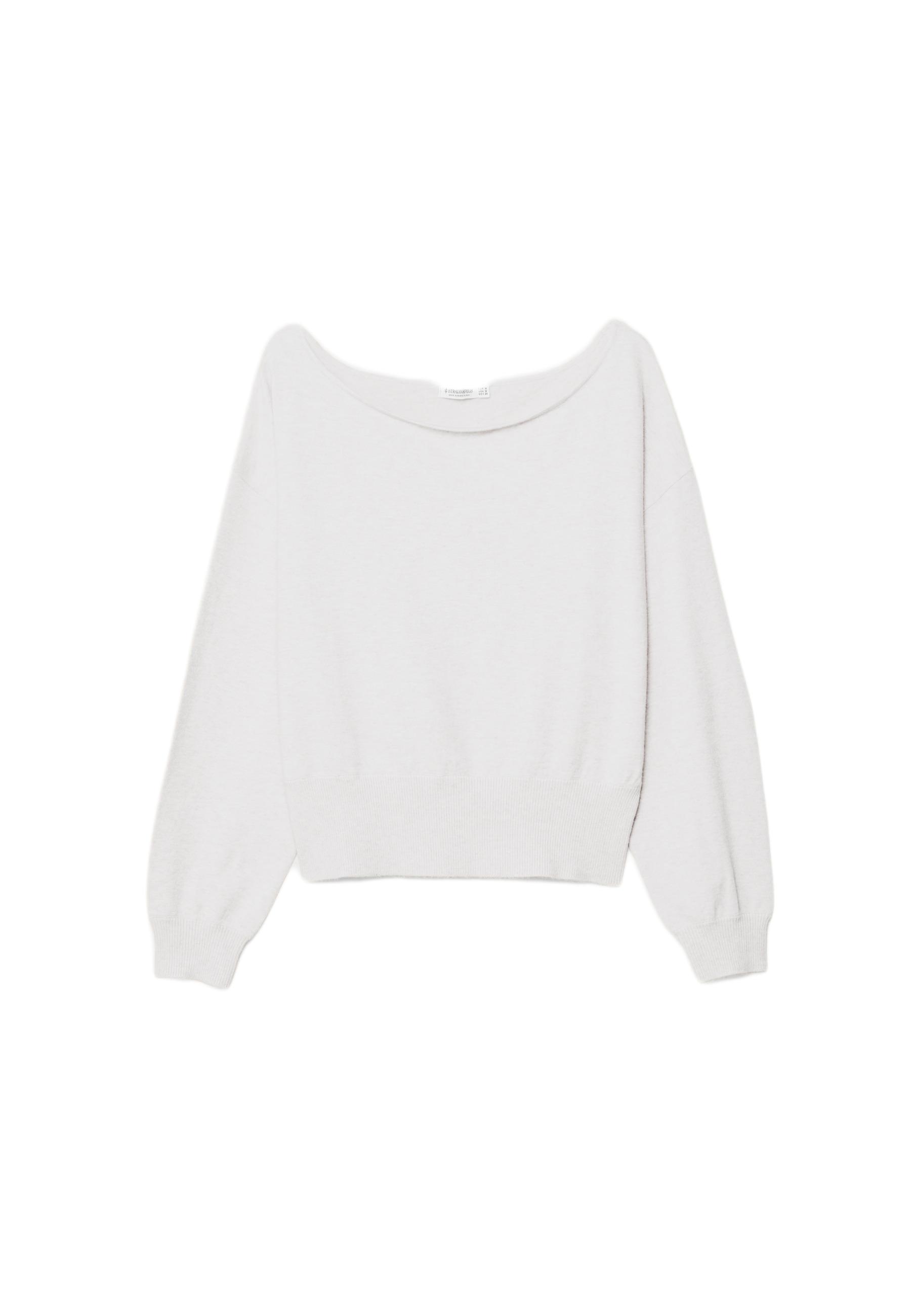 Boat neck knit jumper — Ecru
