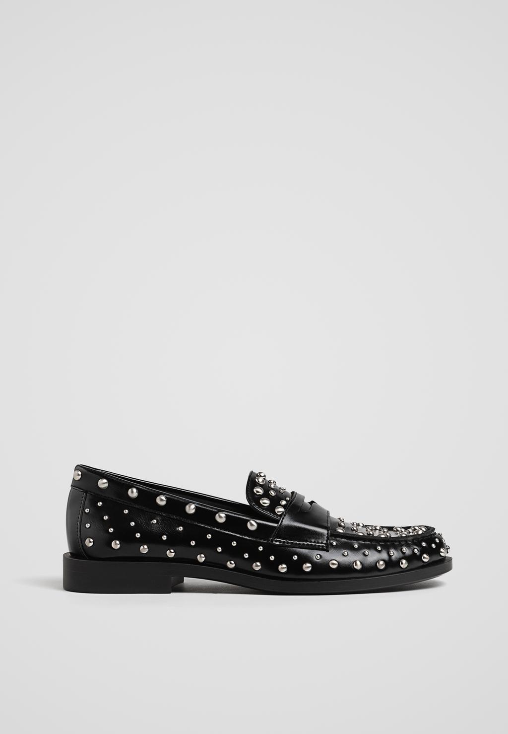 Studded flat loafers