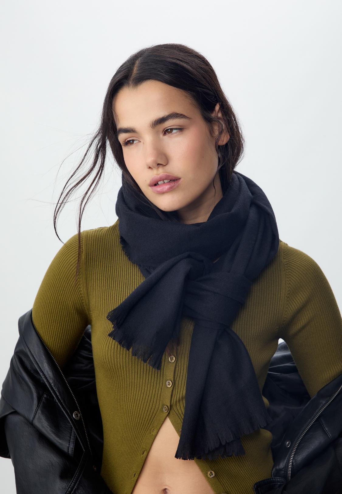 Scarf Maxi Sciarpa Zara Scialle Sciarpa Nera Con Perle Stola Zara