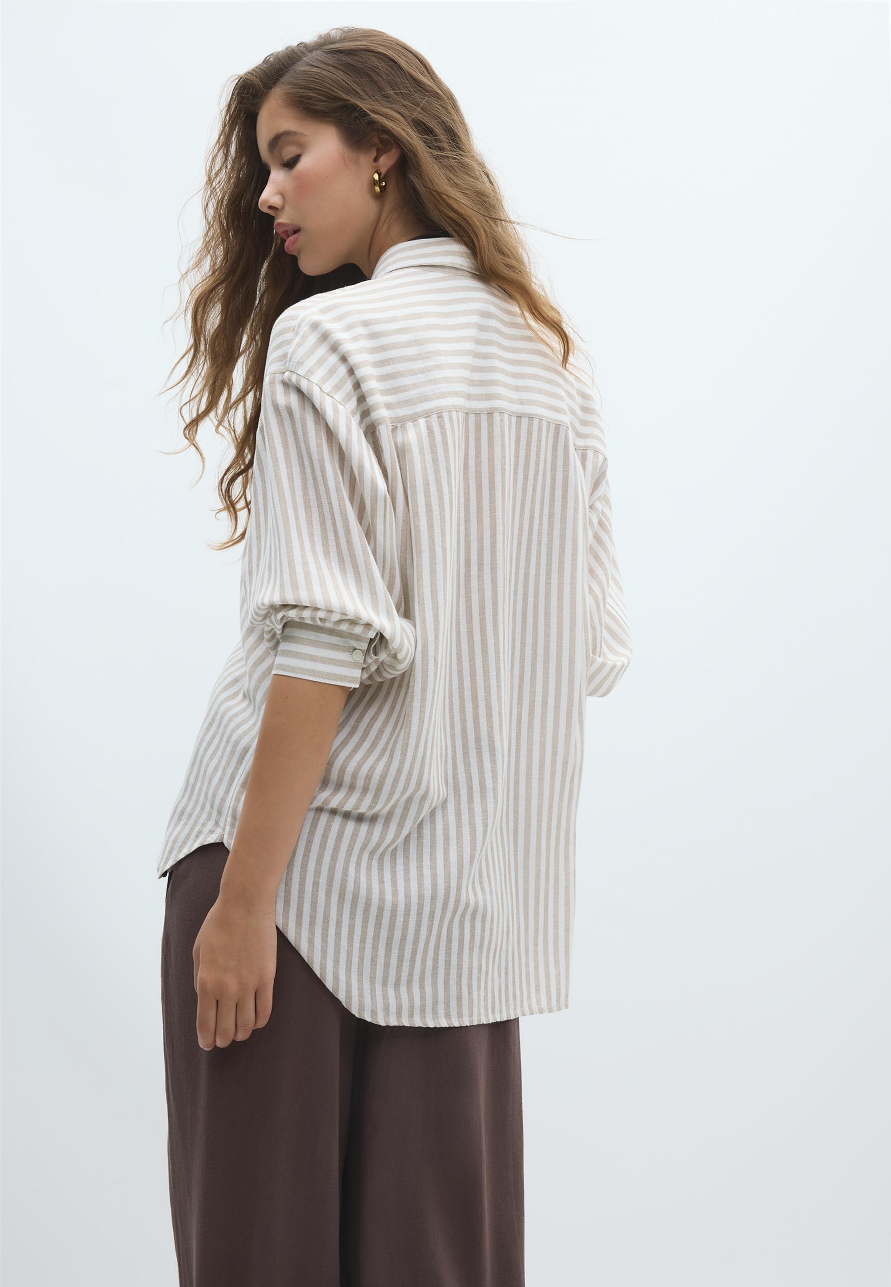 Linen-effect shirt — Stone