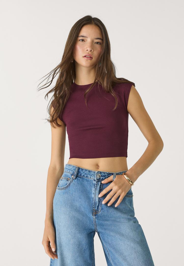 basic fitted cropped t shirt