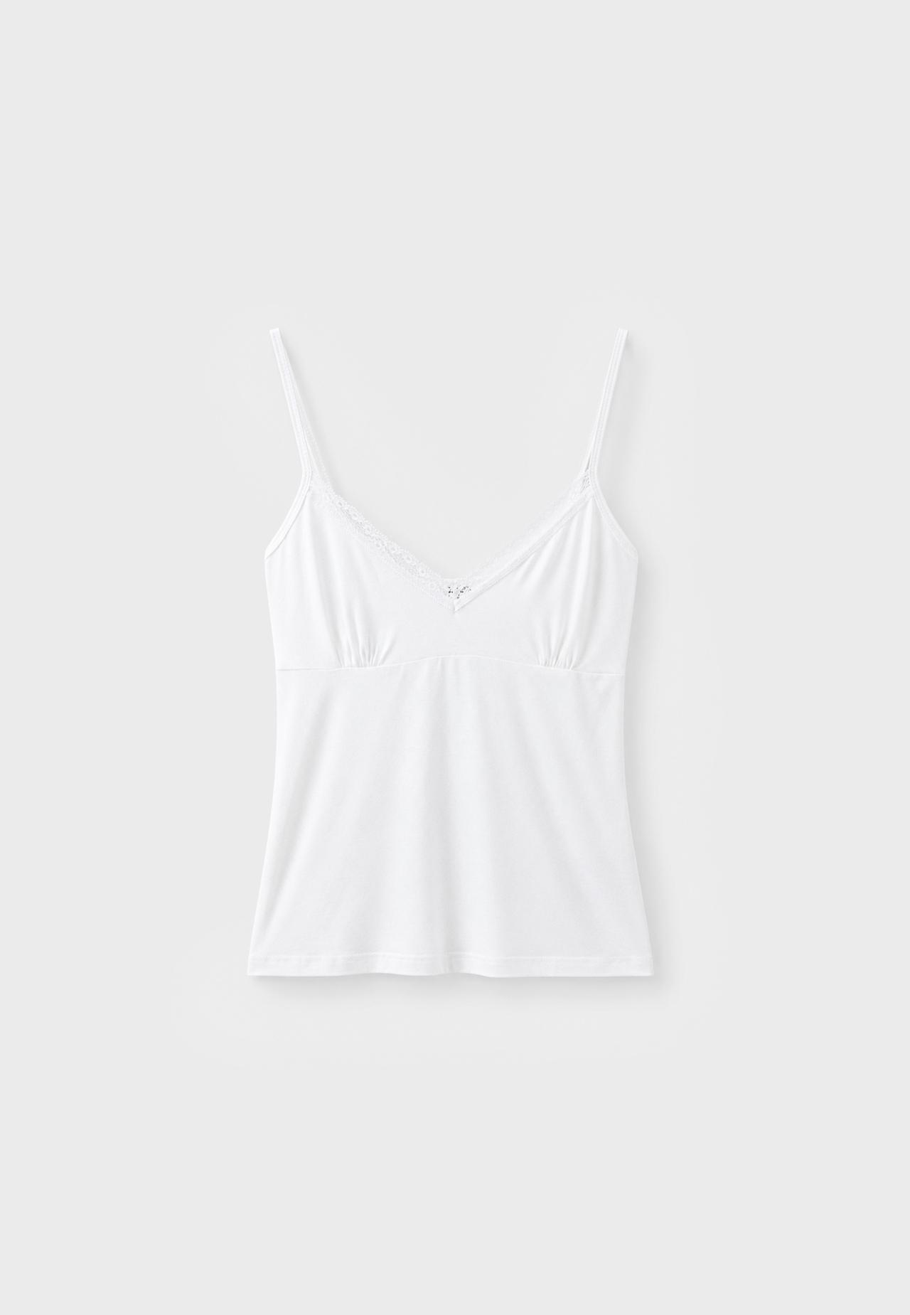 Lace trim strappy top — Ecru