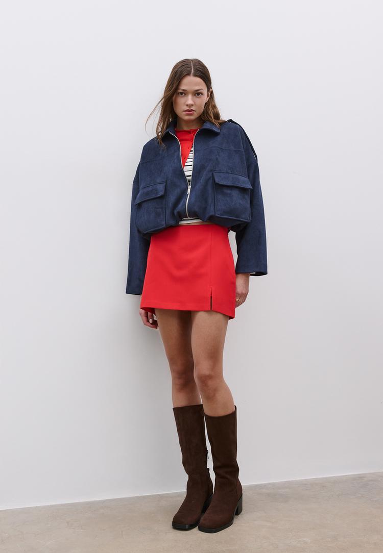 Stradivarius Fustă-Pantalon Cu Deschidere Laterală Roșu S