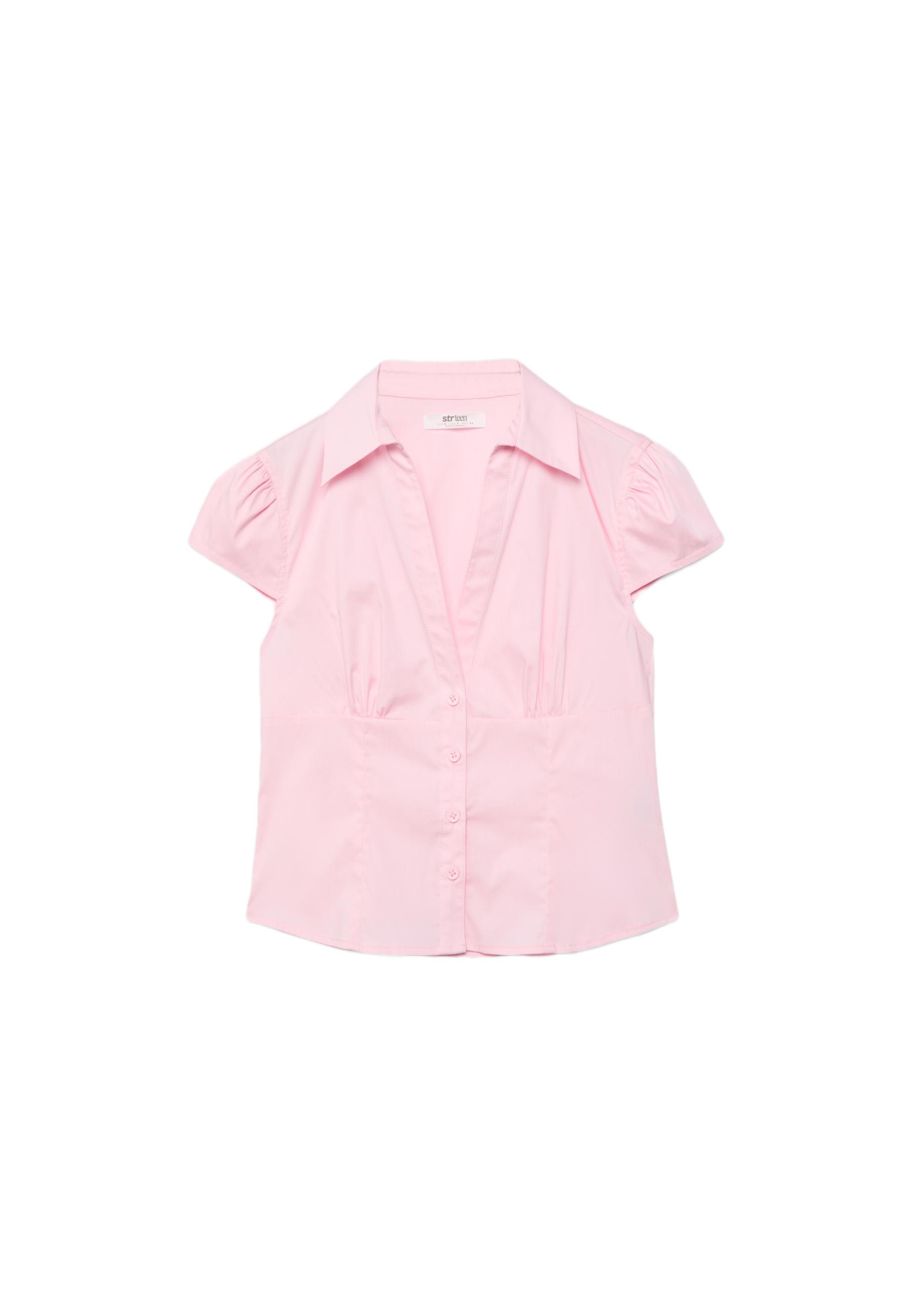 Fitted short sleeve shirt — Pastel pink