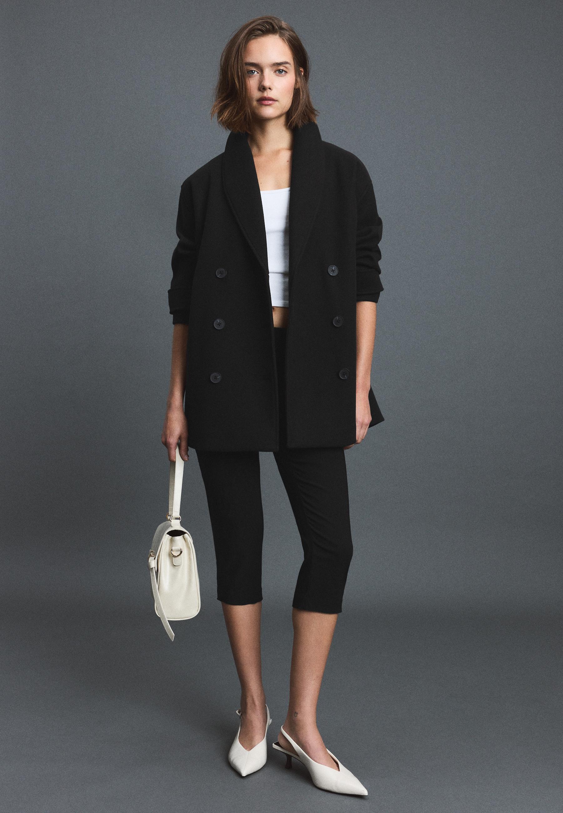 Shawl neck short coat — Black