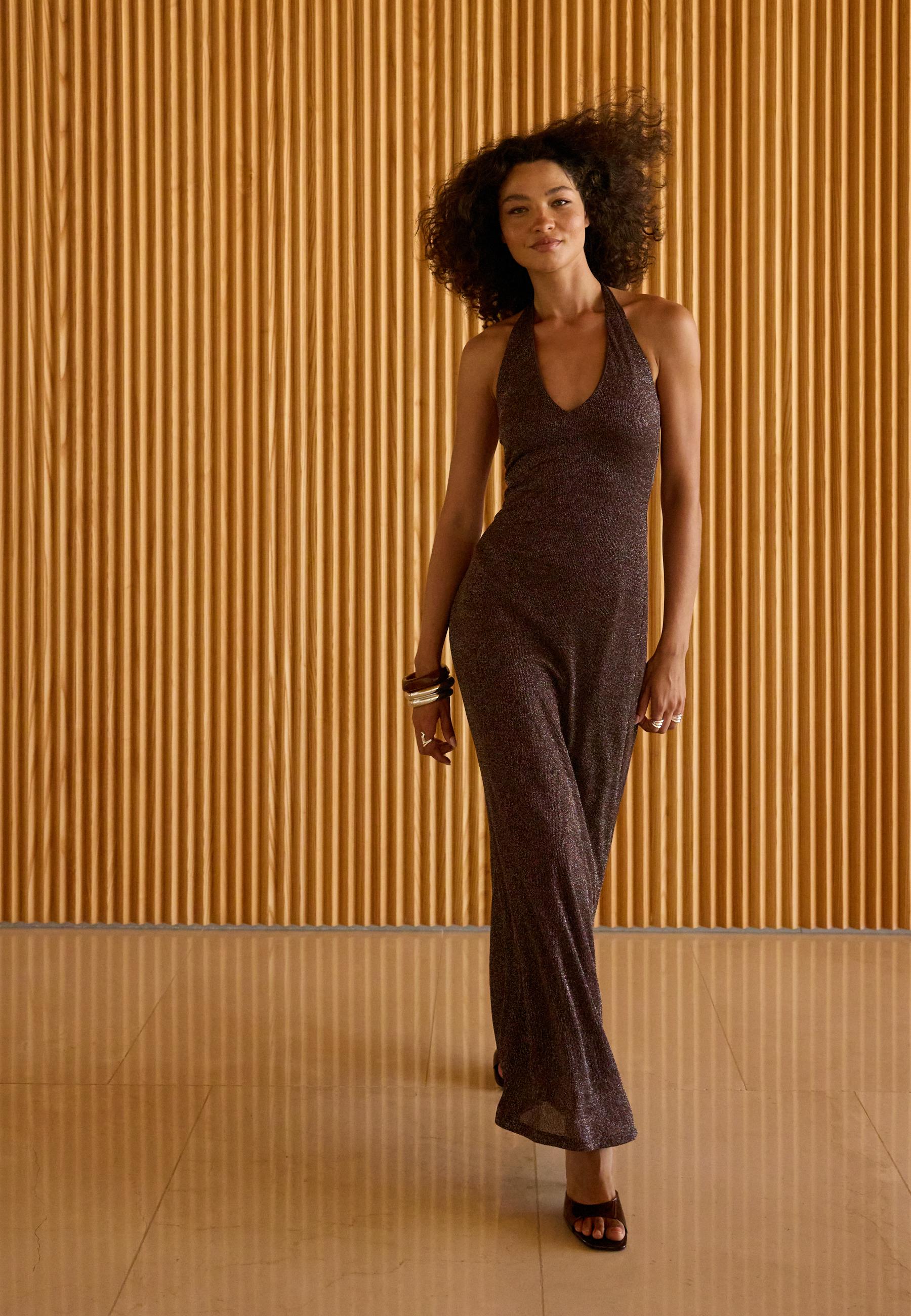 Halter midi dress — Brown