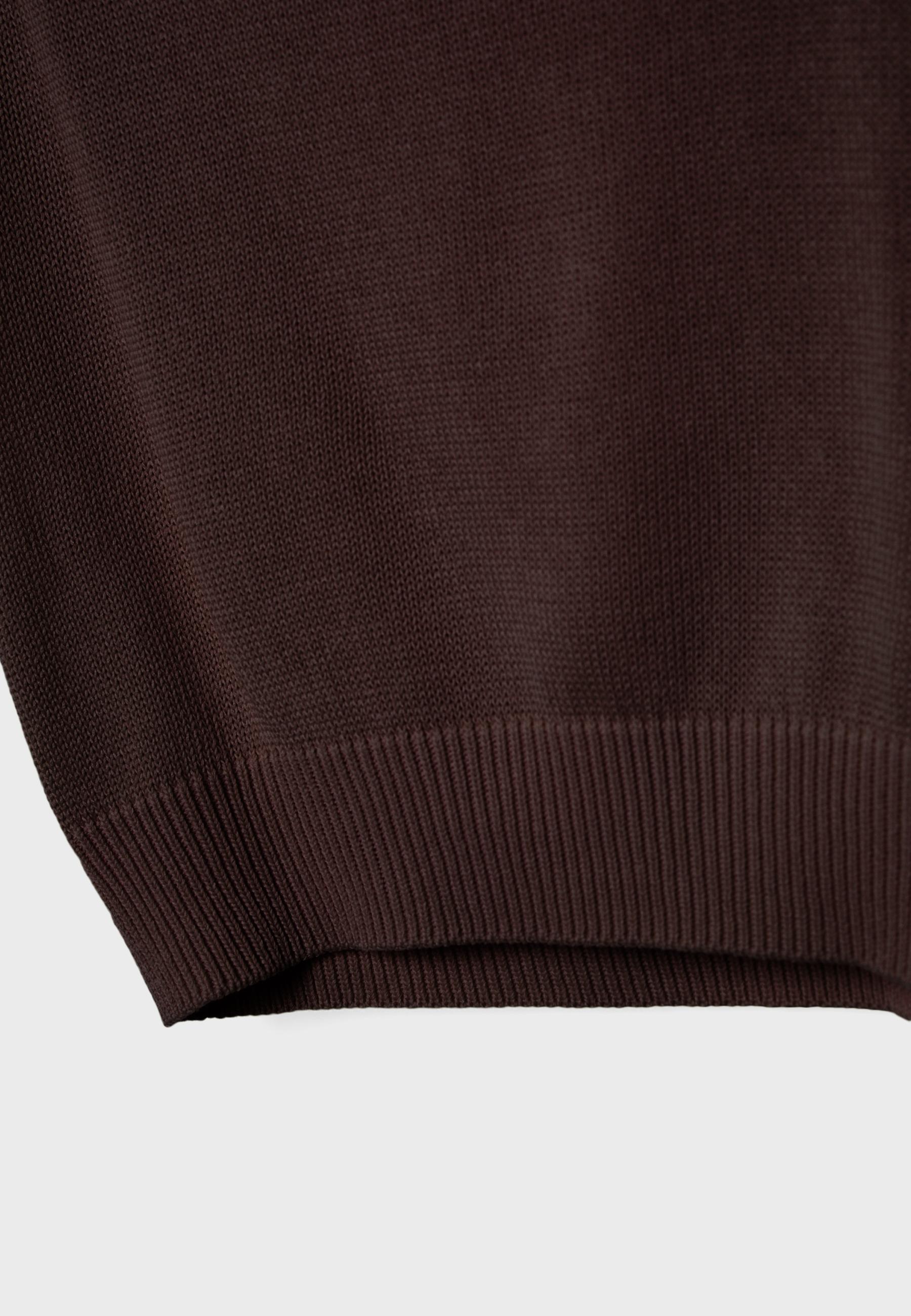 Rustic knit boat neck top — Brown