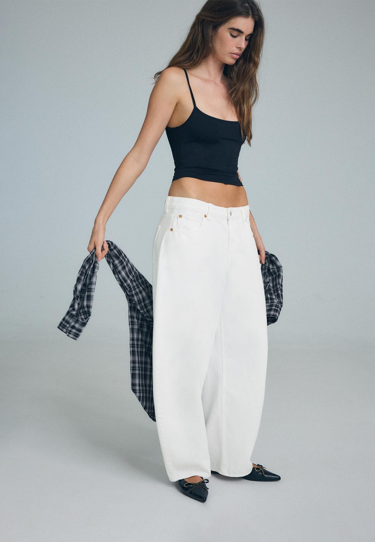 D80 barrel fit jeans — White