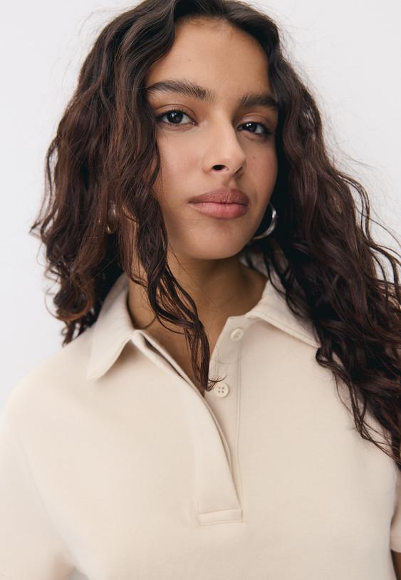 Stradivarius Short Sleeve Polo T-Shirt Stone S