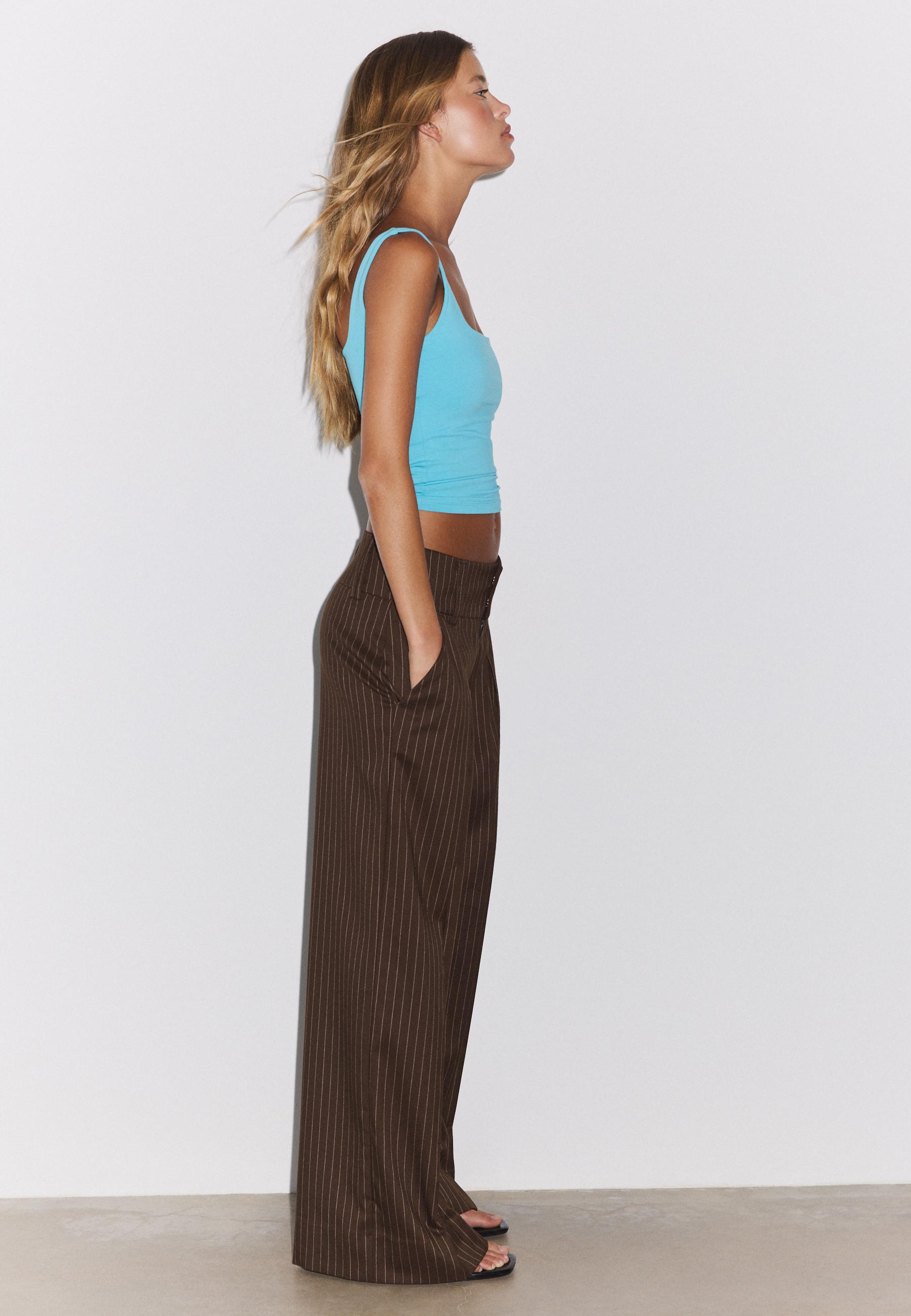 Smart trousers with striped waistband — Brown