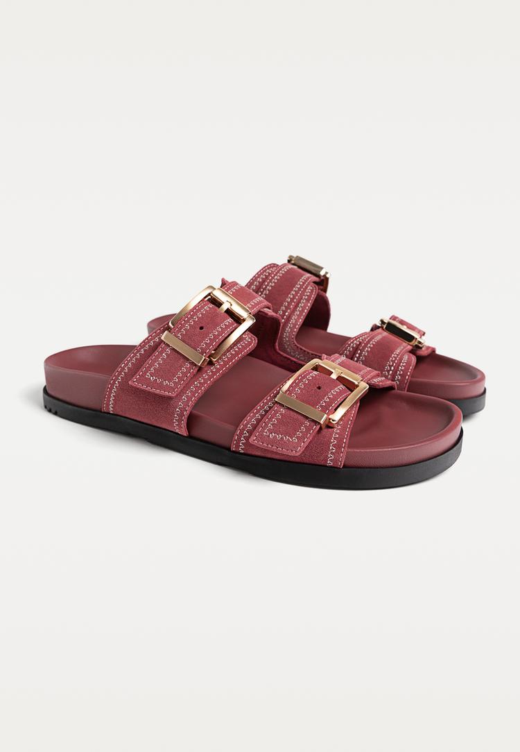 sandalias planas piel hebillas