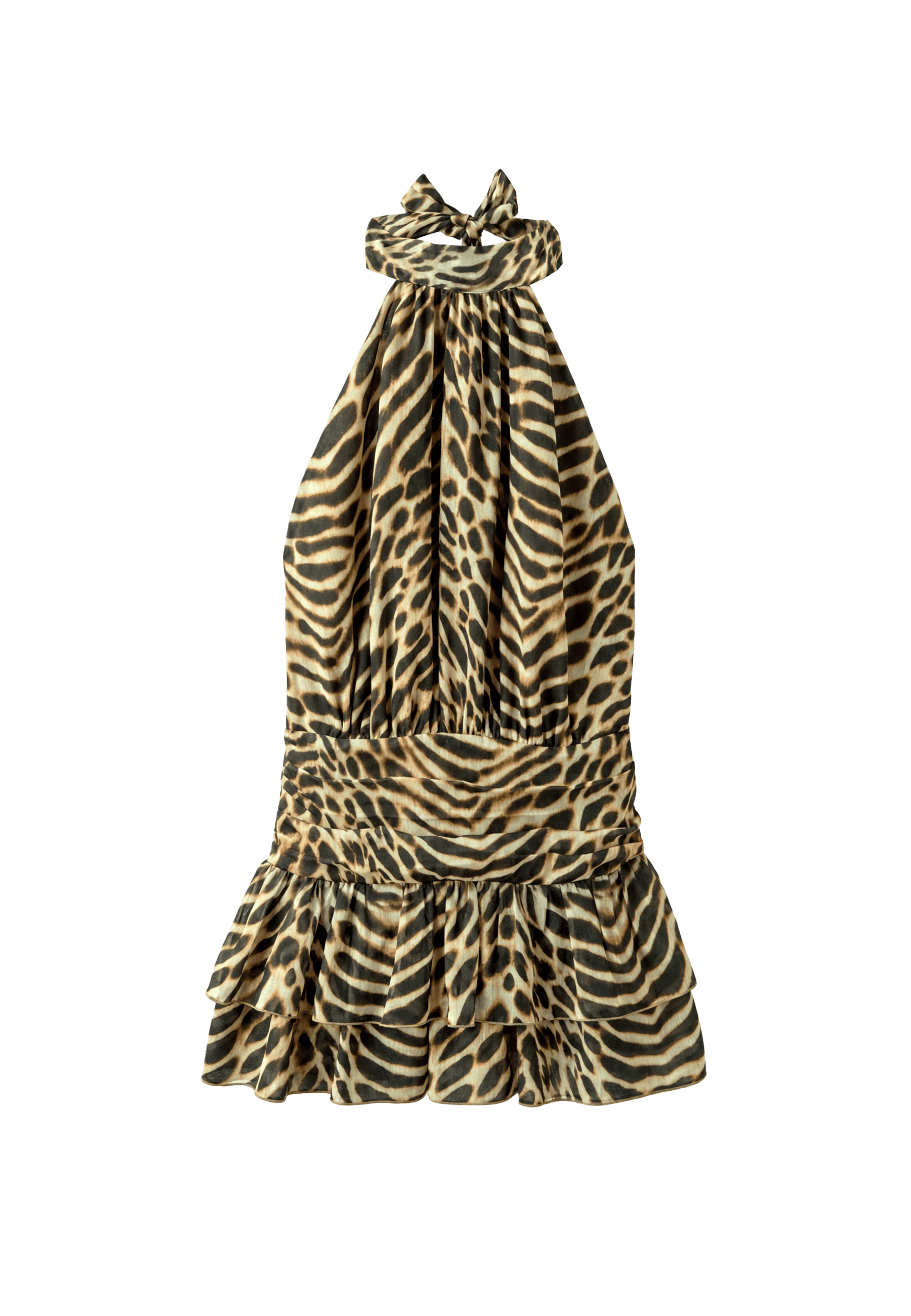 Printed halter dress — Caramel