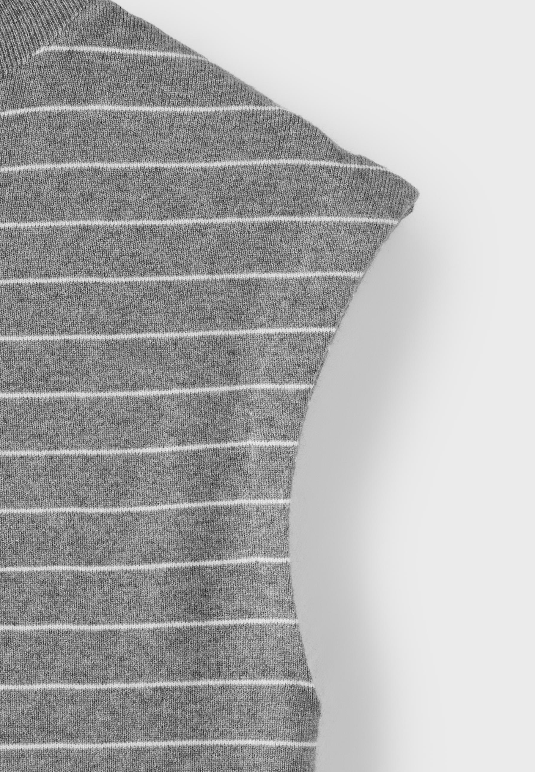 Stand collar knit top — Dark grey