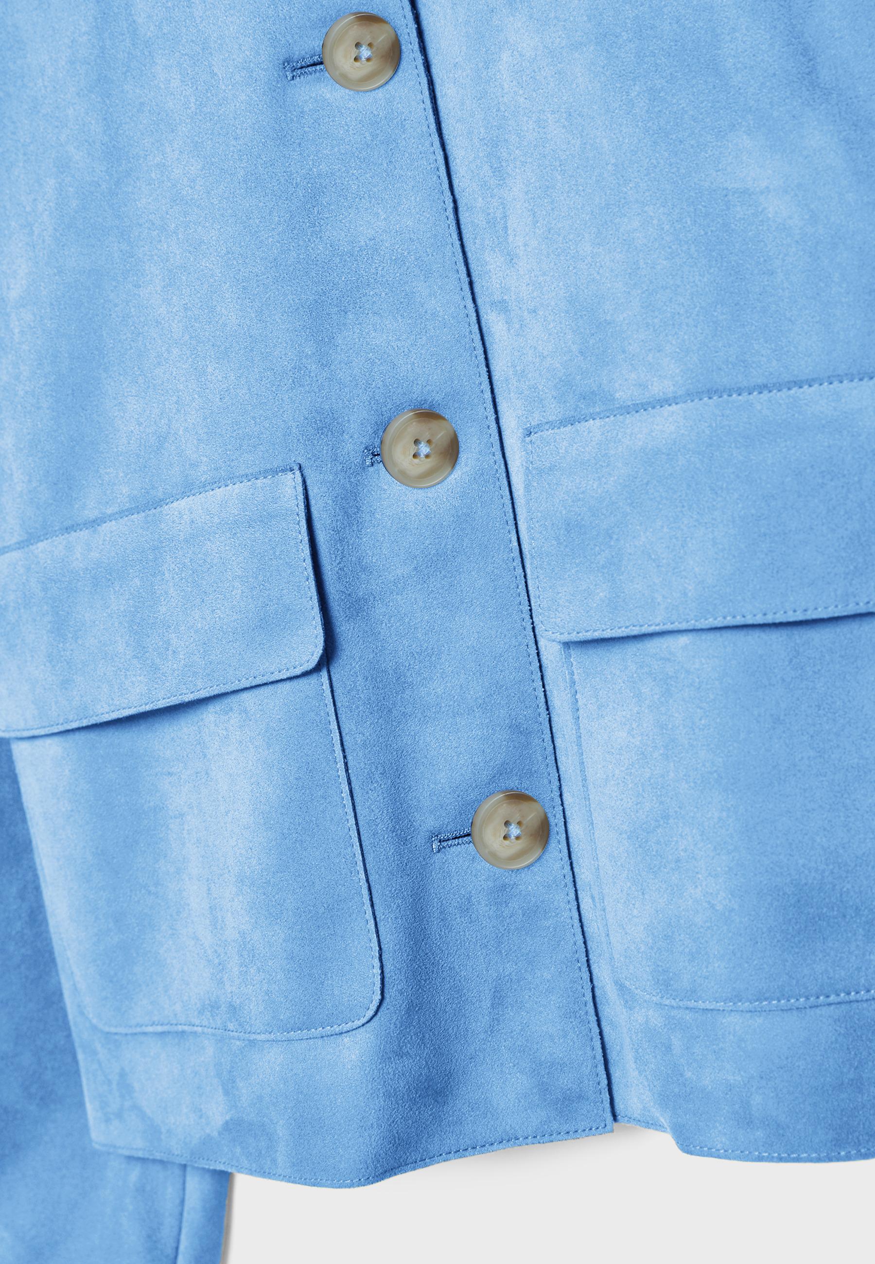 Faux suede jacket with pockets — Sky blue