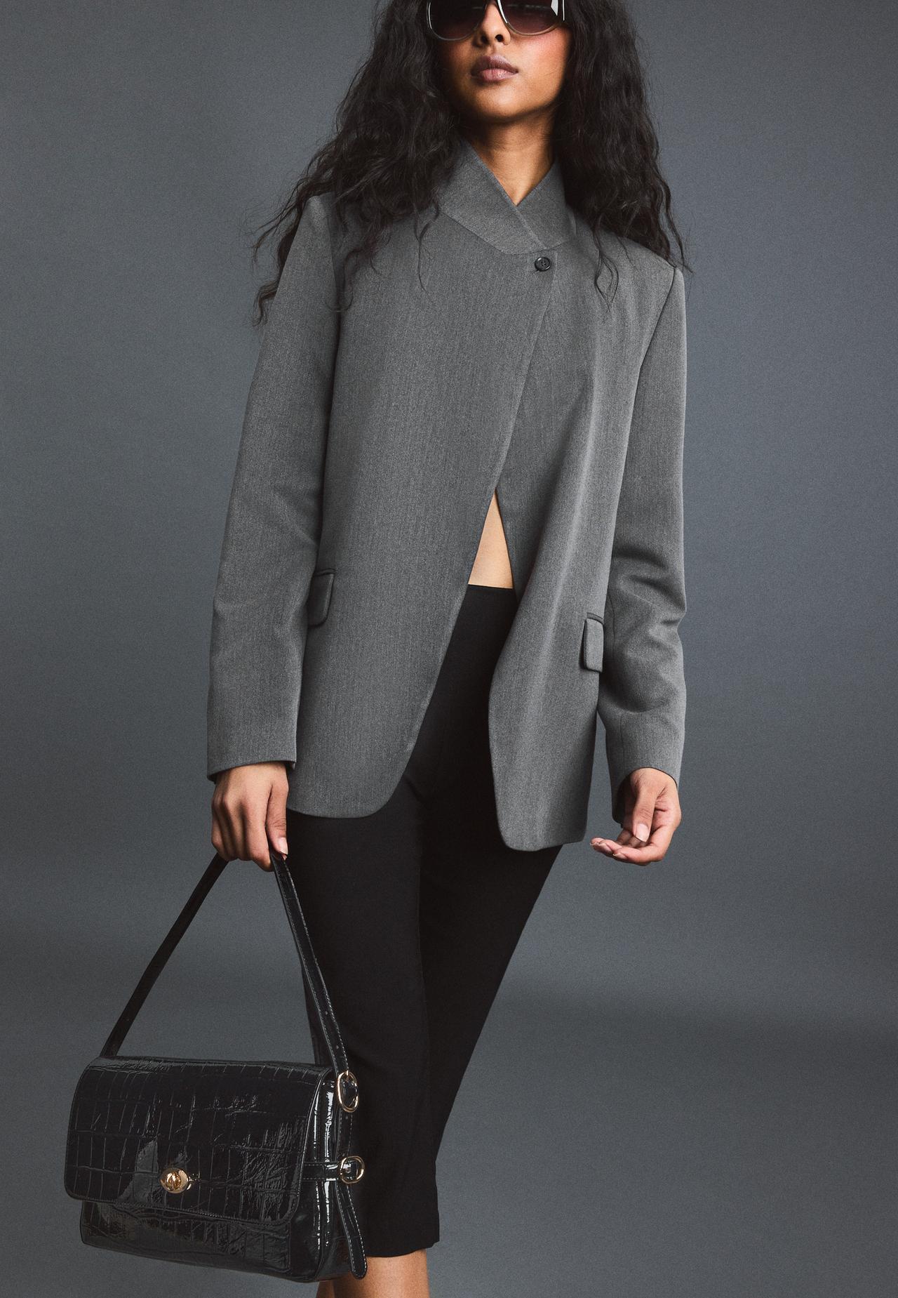 Maxi mock croc shoulder bag — Black