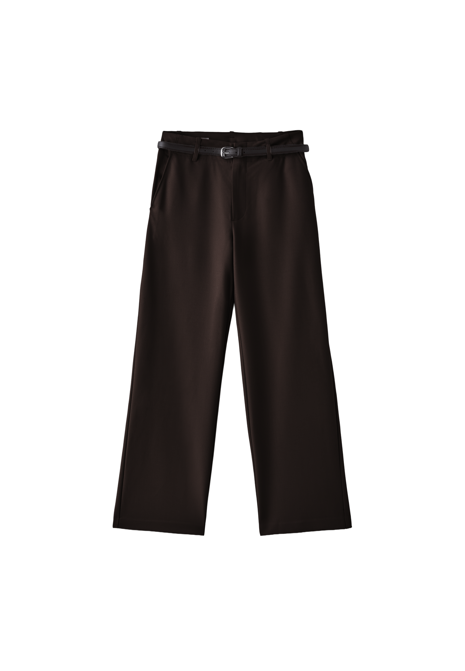 Flowing straight-leg smart trousers with belt — Brown
