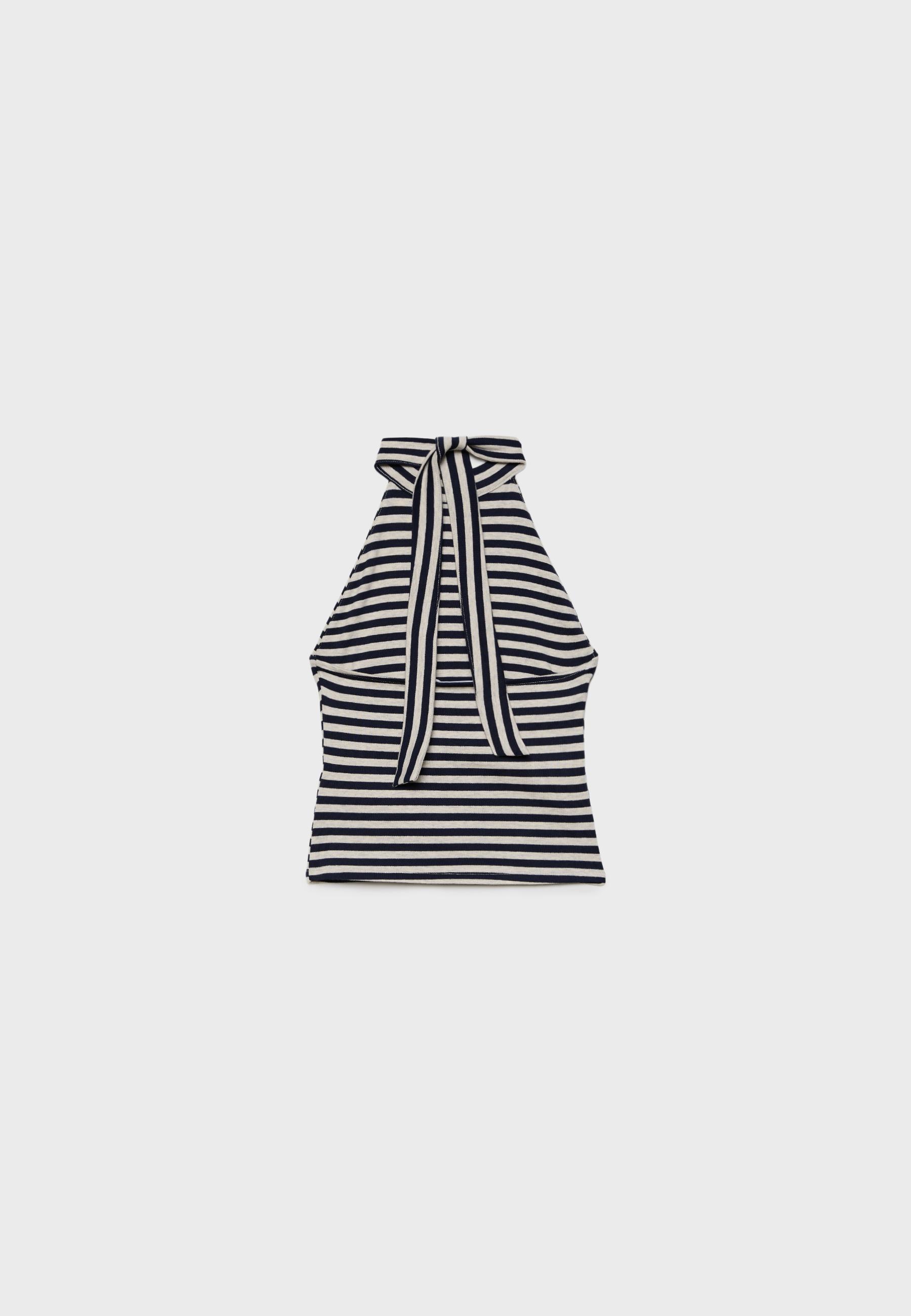 Striped halter top — Dark blue