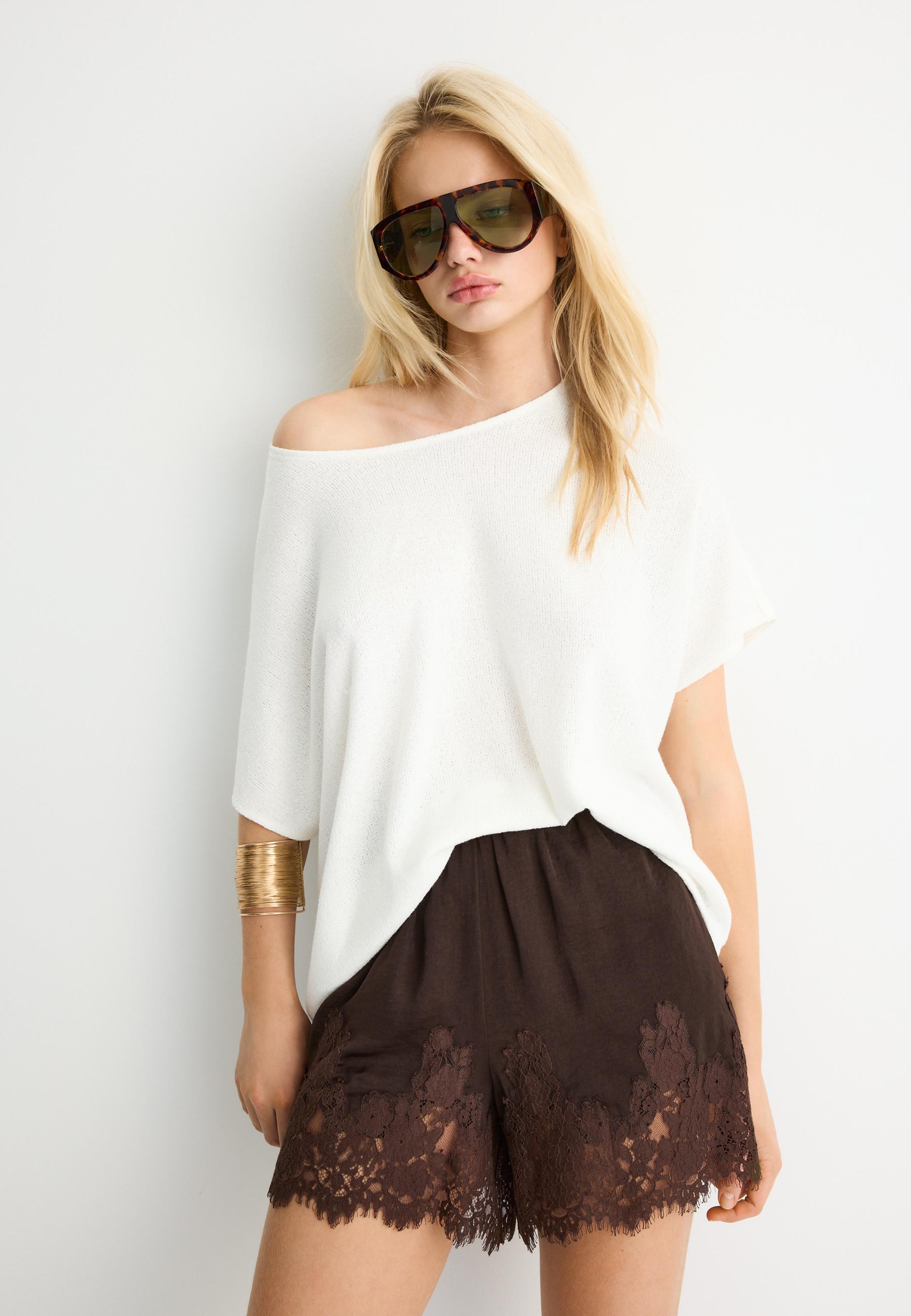 Rustic cape T-shirt — Ecru