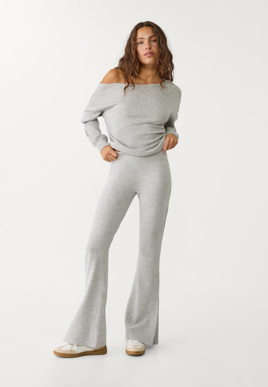 Soft-touch flared trousers