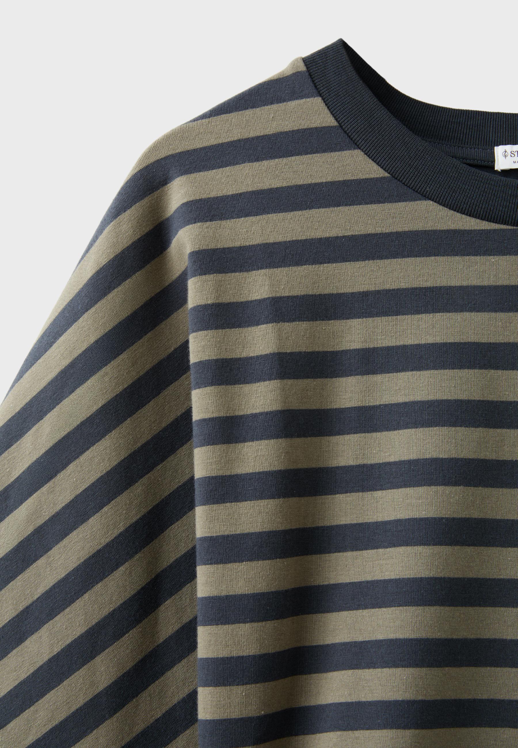 B08 Striped Japanese short sleeve T-shirt — Khaki