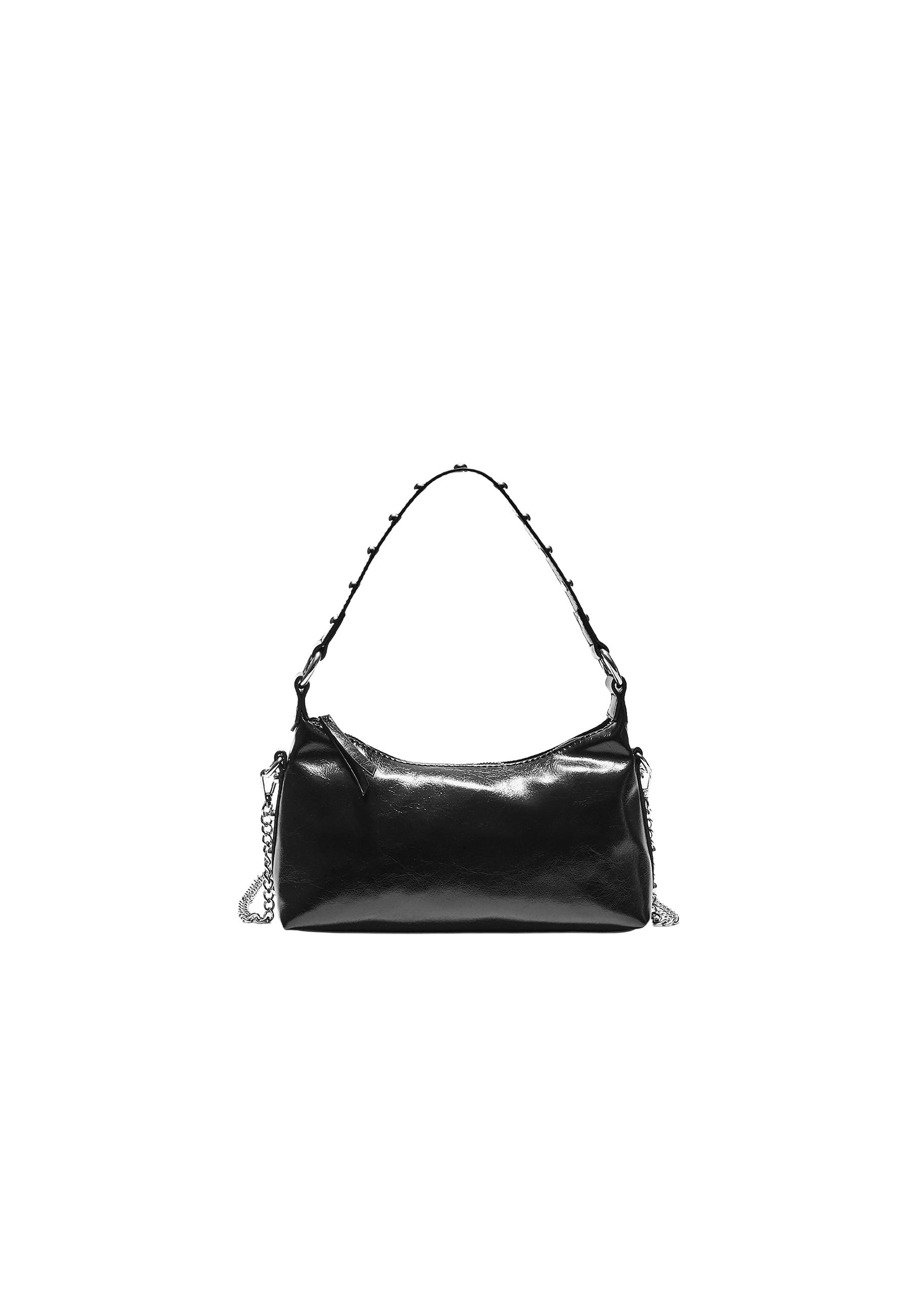 Studded half-moon shoulder bag — Black