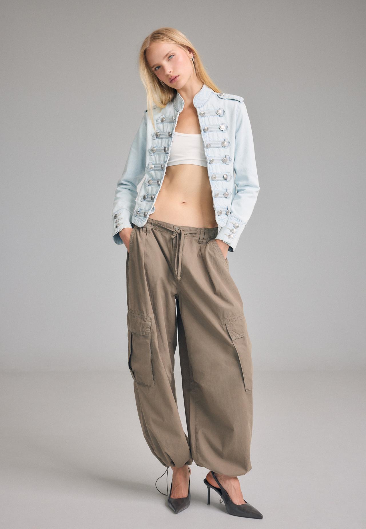 Fitted 100% cotton jacket — MEDIUM LIGHT BLUE DENIM