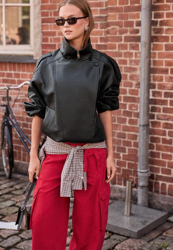 giacca biker oversize in finta pelle