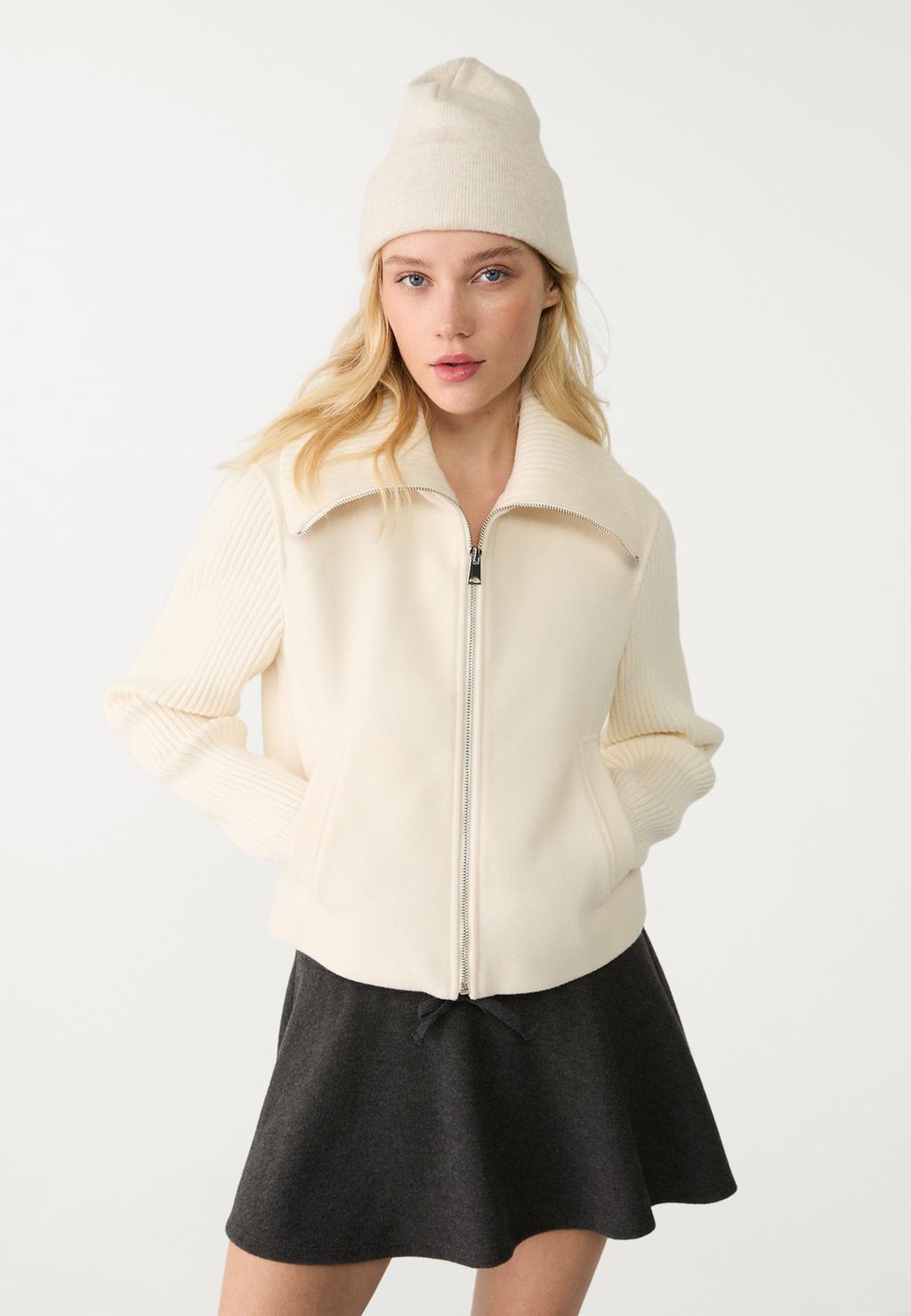 Blouson soft maille contrastante