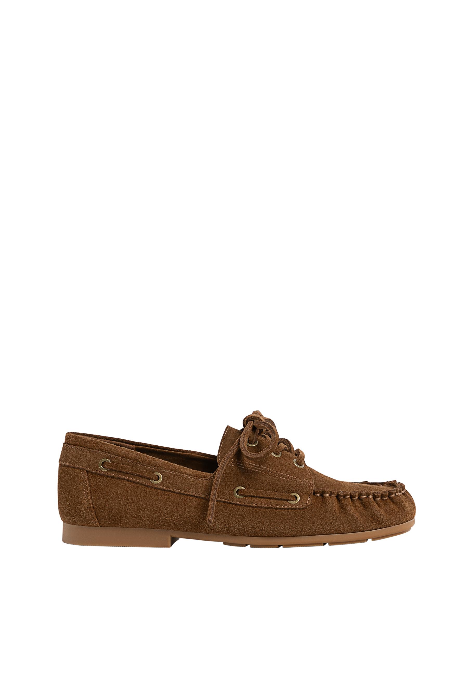 Split leather lace-up loafers - Women's fashion