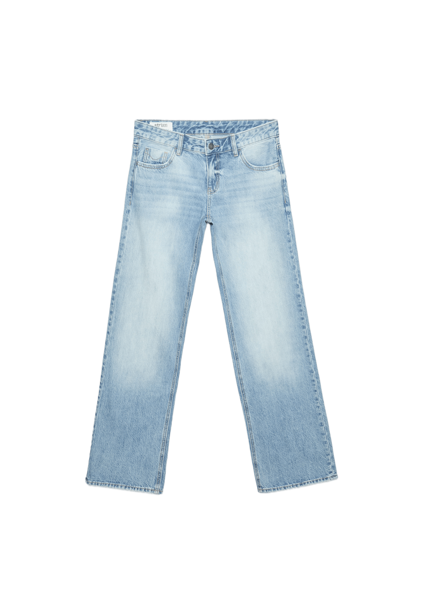 Low-rise straight-leg jeans — MEDIUM LIGHT BLUE DENIM