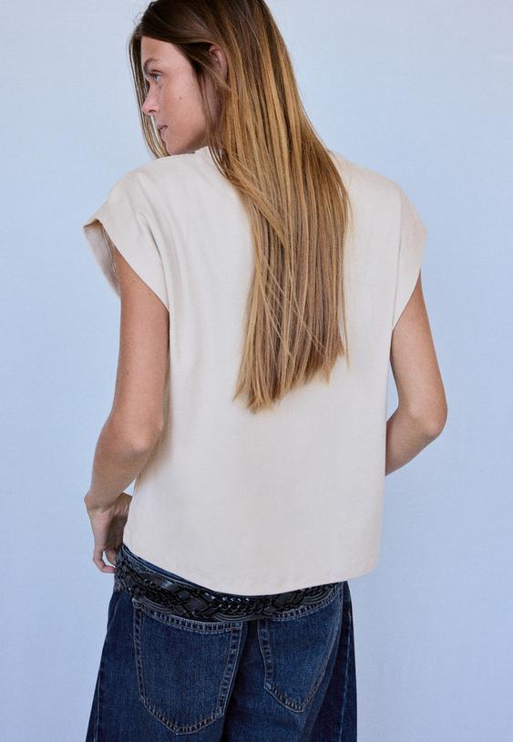Stradivarius B06 Basic, Ejtett Vállú Póló 0-430 S