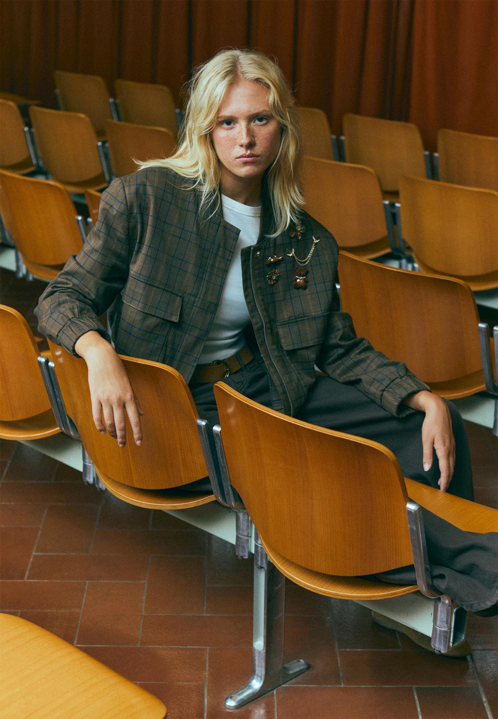 Ruudullinen bomber-takki