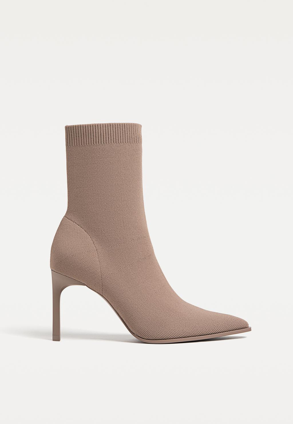 Stretch high-heeled ankle boots