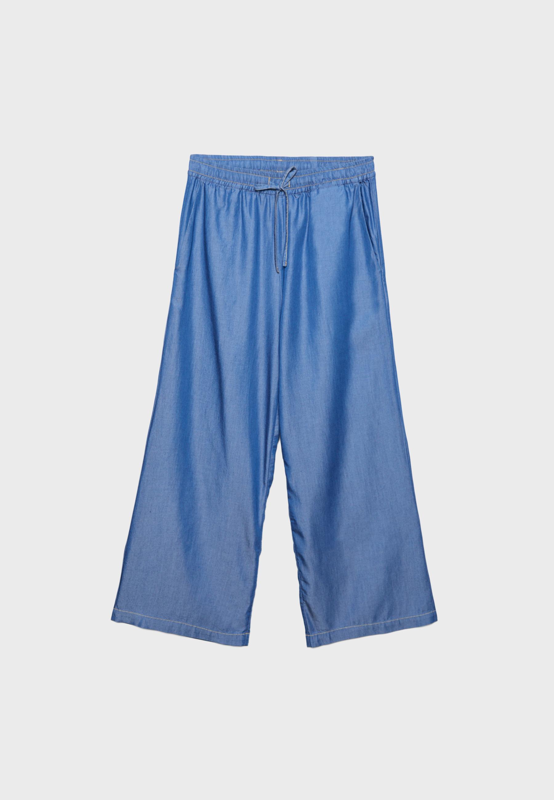 Flowing denim culottes — MEDIUM BLUE DENIM