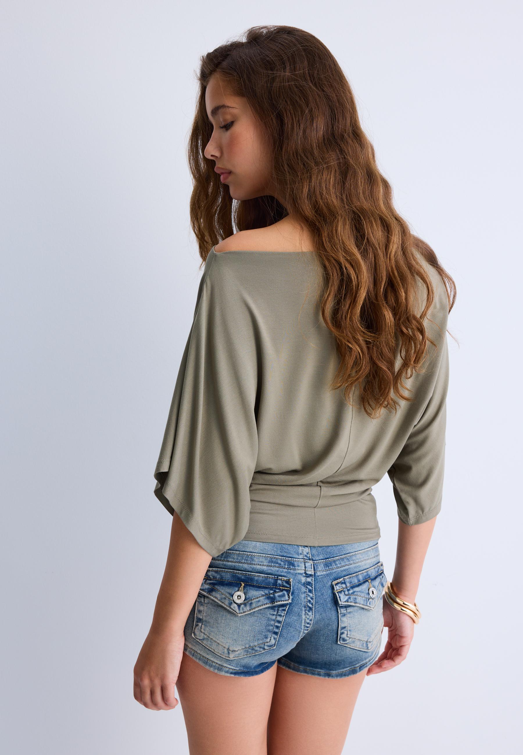 Basic Batwing Sleeve T-Shirt — Olive green