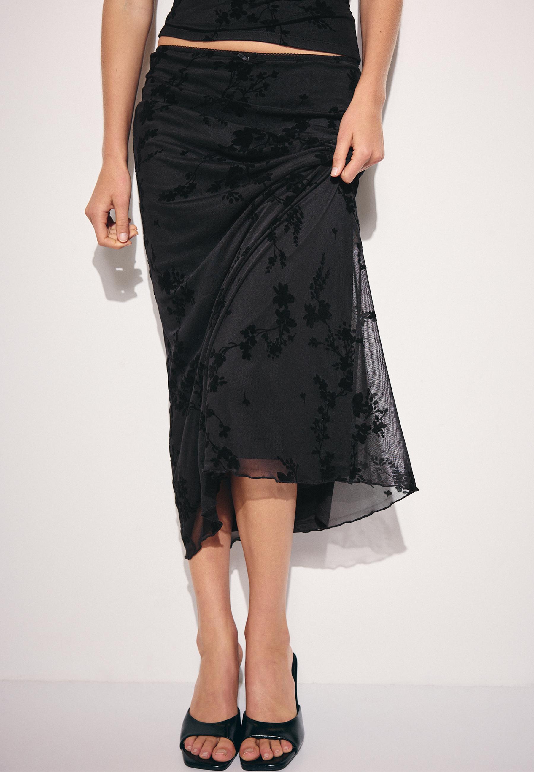 Straight tulle mini skirt — Black