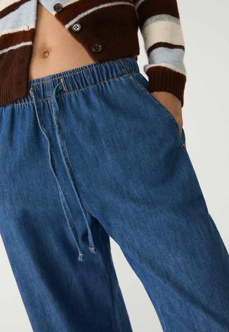pantalon largo fluido denim